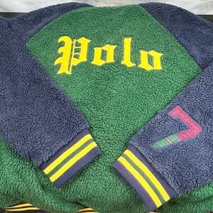 Polo by Ralph Lauren Varsity Pirate Skull Green and Navy Bomber Jacket